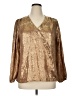 Unbranded 100% Polyester Metallic Gold Long Sleeve Blouse Size XL - photo 1