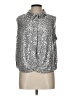Halston Metallic Silver Sleeveless Blouse Size L - photo 1