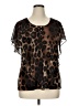 Adele & May Animal Print Brown Short Sleeve Blouse Size XL - photo 1