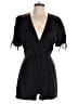 JOA 100% Polyester Solid Black Romper Size L - photo 1