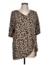 Unbranded Animal Print Tan Short Sleeve Blouse Size L - photo 1