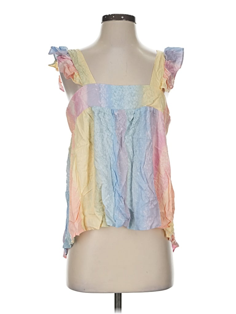Pre-owned Emily Wonder Sleeveless Blouse In Blue
