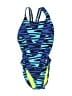 Speedo Graphic Blue One Piece Swimsuit Size 6 - photo 1