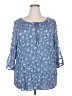 Fred David Blue 3/4 Sleeve Blouse Size 2X - photo 1