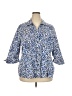 Fred David Animal Print Blue 3/4 Sleeve Button-Down Shirt Size 3X - photo 1