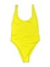 Speedo Solid Yellow One Piece Swimsuit Size S - photo 1
