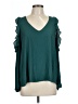 Lush 100% Polyester Teal 3/4 Sleeve Blouse Size L - photo 1