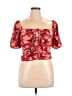 H&M 100% Polyester Red Short Sleeve Blouse Size L - photo 1