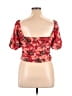 H&M 100% Polyester Red Short Sleeve Blouse Size L - photo 2