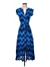 MNG Chevron-herringbone Blue Casual Dress Size 4 - photo 1