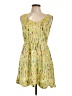 Ark & Co. 100% Polyester Print Yellow Casual Dress Size L - photo 1