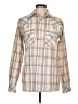 Rampage Plaid Ivory Long Sleeve Blouse Size M - photo 1