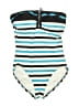 MICHAEL Michael Kors Stripes Blue One Piece Swimsuit Size 8 - photo 1