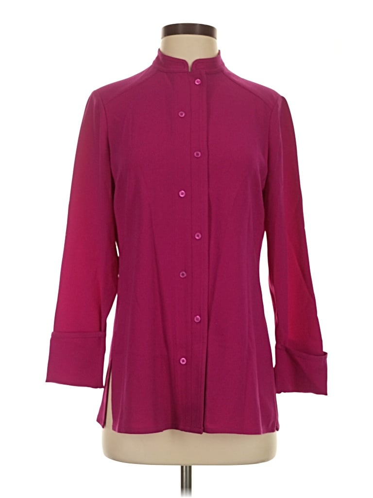 Pre-owned Carlisle 3/4 Sleeve Button Down Shirt In Burgundy