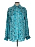 Pure Amici Animal Print Teal Long Sleeve Blouse Size L - photo 1