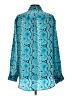Pure Amici Animal Print Teal Long Sleeve Blouse Size L - photo 2