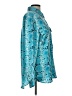 Pure Amici Animal Print Teal Long Sleeve Blouse Size L - photo 4