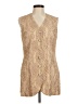 Donna Ricco Tan Sleeveless Button-Down Shirt Size 8 - photo 1