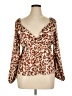 Socialite 100% Polyester Brown Long Sleeve Blouse Size XL - photo 1