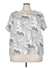 Tahari 100% Linen Tropical Gray Short Sleeve Blouse Size 3X - photo 1