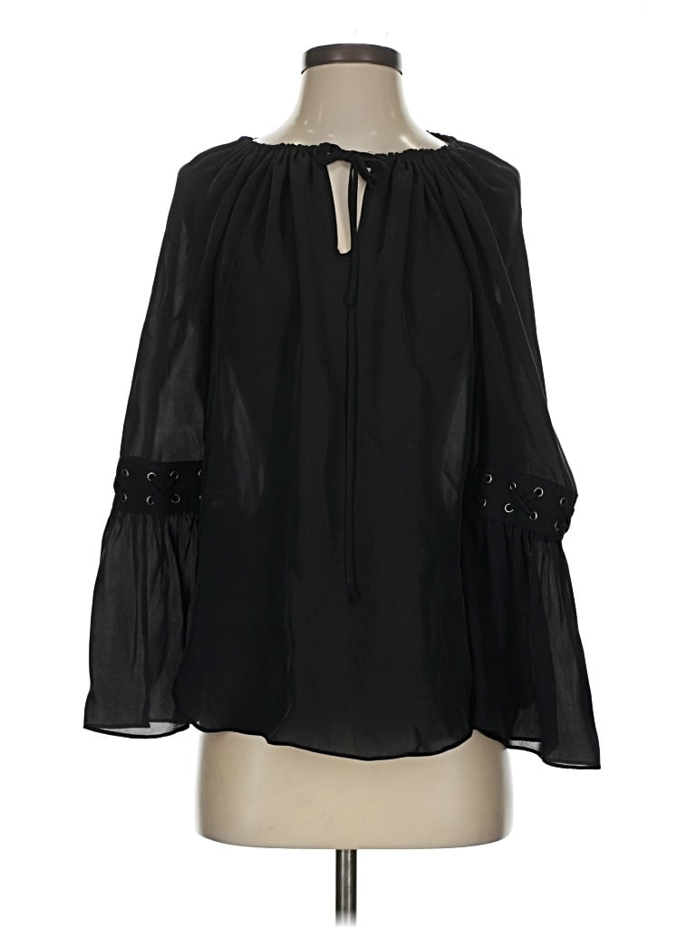 Pre-owned Haute Hippie 3/4 Sleeve Blouse In Black