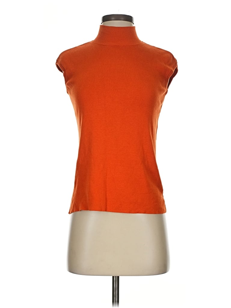 Pre-owned Coldwater Creek Short Sleeve Turtleneck In Orange