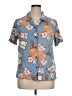 White Stag 100% Rayon Floral Blue Short Sleeve Blouse Size 16w - photo 1