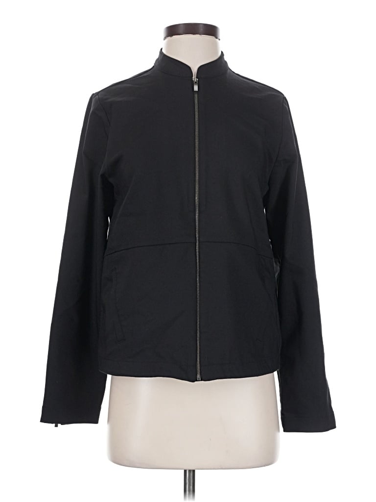ADAY Track Jacket: Black Solid Pattern Jackets & Outerwear - Size Small