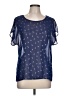 Charming Charlie 100% Polyester Stars Blue Short Sleeve Blouse Size L - photo 1