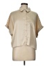Kaileigh 100% Polyester Solid Gold Tan Short Sleeve Blouse Size L - photo 1