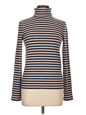 Madewell Ribbed Turtleneck Top in Stripe (view 1)