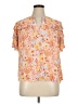 Democracy 100% Rayon Floral Orange Short Sleeve Blouse Size 1X - photo 1