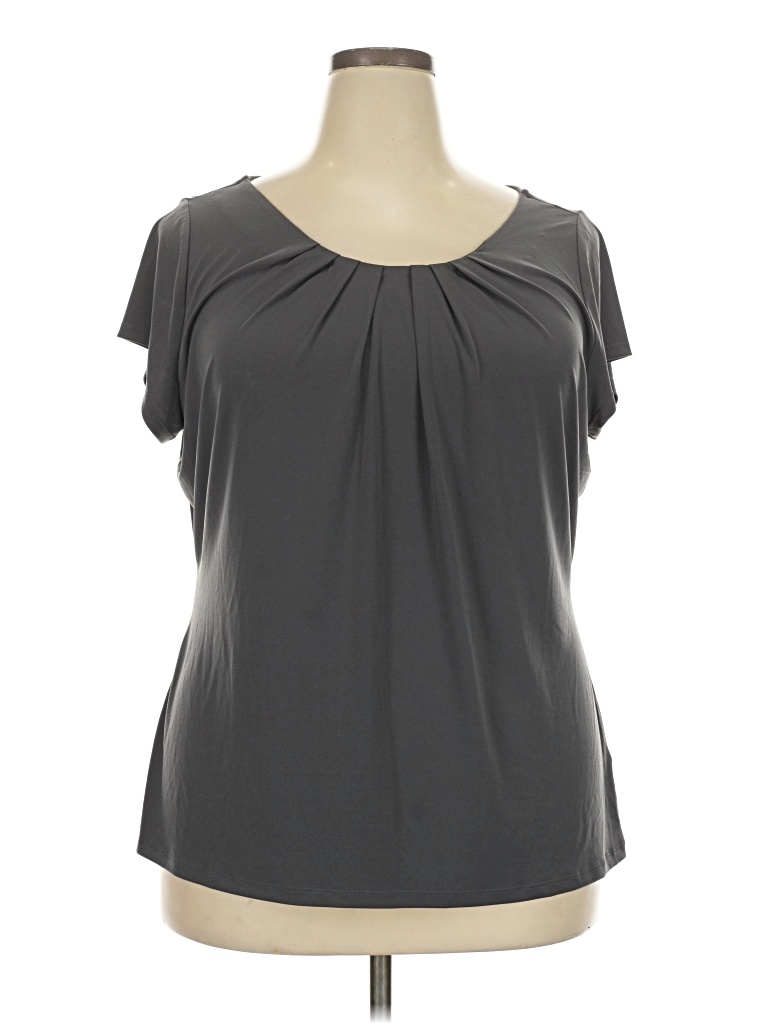 Pre-owned Worthington Short Sleeve Blouse In Gray
