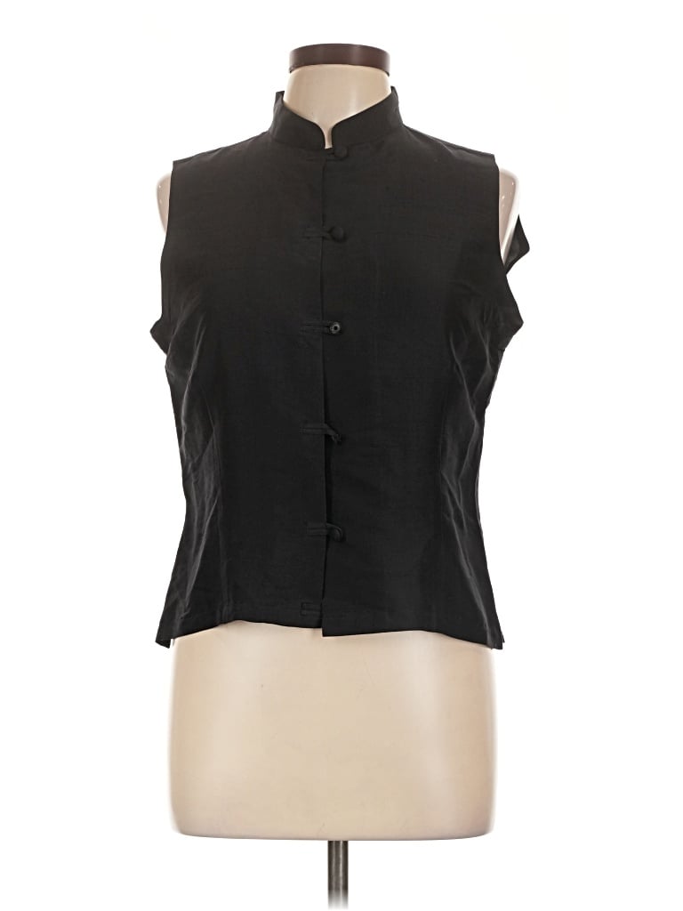 Pre-owned Merona Sleeveless Silk Top Black High Neck Tops