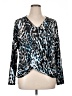White Birch Animal Print Blue Long Sleeve Blouse Size XL - photo 1