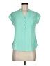 Mine 100% Polyester Teal Short Sleeve Blouse Size M - photo 1