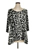 Brittany Black Animal Print Silver 3/4 Sleeve Top Size 1X - photo 1