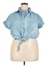 Unique Vintage 100% Cotton Blue Short Sleeve Blouse Size 4X - photo 1