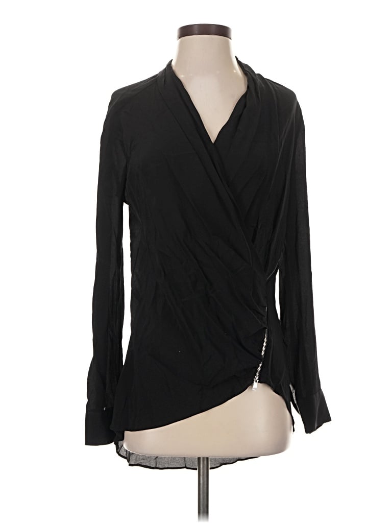 Pre-owned Bebe Long Sleeve Blouse In Black
