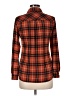 Dna Couture Plaid Orange Long Sleeve Blouse Size M - photo 2