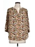 Pleione Floral Brown 3/4 Sleeve Blouse Size L - photo 1