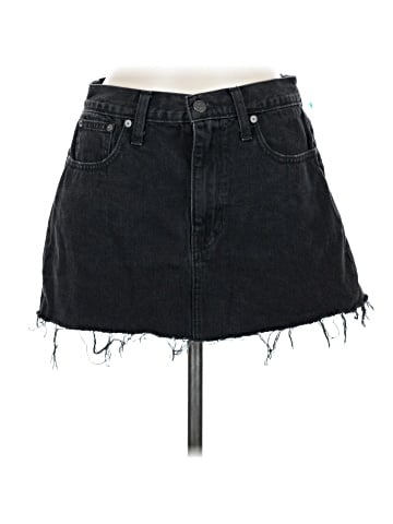 Madewell McCarren Raw-Hem Jean Skirt in Washed Black (view 1)