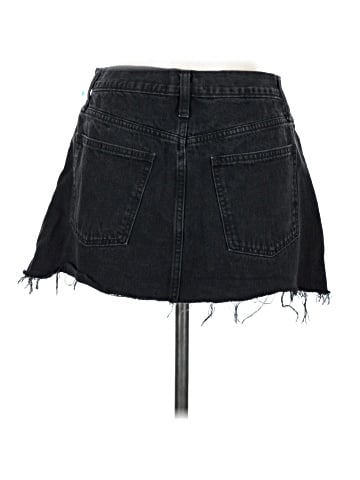 Madewell McCarren Raw-Hem Jean Skirt in Washed Black (view 2)