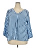 St. John's Bay 100% Rayon Stripes Blue 3/4 Sleeve Blouse Size XXL - photo 1