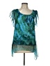 One World 100% Polyester Teal Short Sleeve Blouse Size L - photo 1