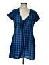 Volcom 100% Cotton Plaid Blue Casual Dress Size 10 - photo 1