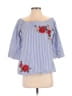 Como Vintage 100% Cotton Blue 3/4 Sleeve Blouse Size S - photo 1