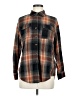 Unbranded 100% Polyester Plaid Brown Long Sleeve Blouse Size M (tall) - photo 1