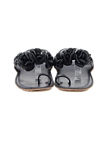 Chanel Lambskin Leather Camellia Flower Flat Sandals (view 2)