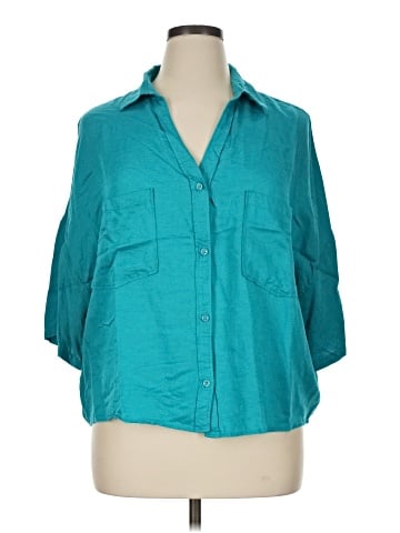 Primark 3/4 Sleeve Button-Down Shirt (view 1)
